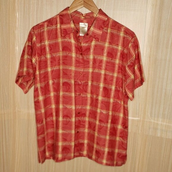 Bobbie Brooks Vintage Plaid Flamingo Top Large - Picture 1 of 5